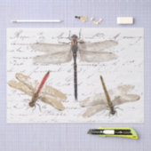 Drei Dragonfly Französisch Script Decoupage Vintag Seidenpapier (Handwerk)