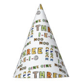 Drei-e-i-o Farm Animal Sounds farbiger Text Partyhütchen (Vorderseite)