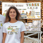 Drei-e-i-o-Farm Thema 3. Geburtstag Eltern T-Shirt<br><div class="desc">Drei-i-e-i-o 3. Geburtstag Party T - Shirt für Mama und Papa. Die T - Shirt der Eltern lesen "singen für [Name] Three-i-i-o" auf der einen Seite und die Landtiere auf der anderen Seite - perfekt, um Ihre Gäste zum Lärm zu ermutigen! Inspiriert durch den alten Macdonald Kinderzimmer Reim in dem...</div>
