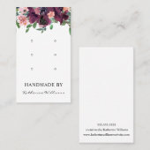 Drei Earring-Display-Karten | Burgund Wasserfarbe Visitenkarte (Vorne/Hinten)