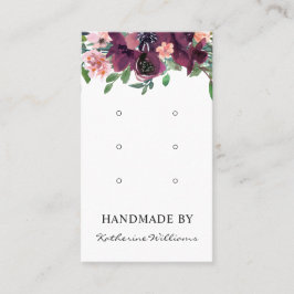 Drei Earring-Display-Karten | Burgund Wasserfarbe Visitenkarte