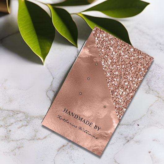 Drei Earring-Display-Karten | Rose Gold und Glitze Visitenkarte