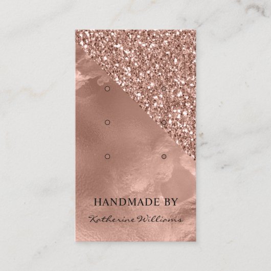 Drei Earring-Display-Karten | Rose Gold und Glitze Visitenkarte (Vorderseite)