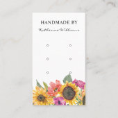 Drei Earring-Display-Karten | Sonnenblumen Visitenkarte (Vorderseite)