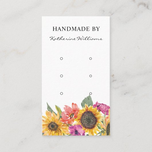 Drei Earring-Display-Karten | Sonnenblumen Visitenkarte (Vorderseite)
