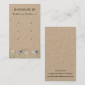 Drei Earring-Display-Karten | Wildblume Floral Visitenkarte (Vorne/Hinten)