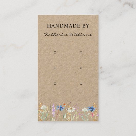Drei Earring-Display-Karten | Wildblume Floral Visitenkarte (Vorderseite)