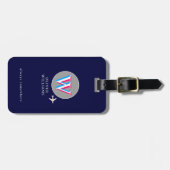 Drei Ebenen Anfangs W (bearbeitbar) Blue Aero Gepäckanhänger (Vorderseite horizontal)