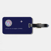 Drei Ebenen Anfangs W (bearbeitbar) Blue Aero Gepäckanhänger (Rückseite horizontal)