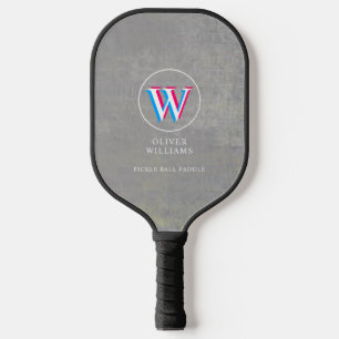 Drei Ebenen, Anfangs W (bearbeitbar), grau Pickleball Schläger