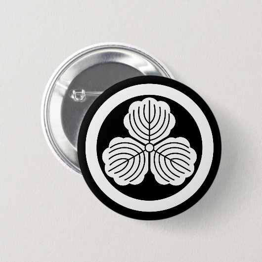 Drei Eichen-Blätter im Kreis Button (Vorne & Hinten)