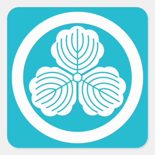 Drei Eichen-Blätter im Kreis Quadratischer Aufkleber (Vorderseite)