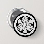 Drei Eichen-Blätter mit Schwertern im Kreis Button (Vorne & Hinten)