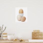 Drei Eier auf weißem Hintergrund abgeschieden Poster (Küche)
