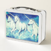 Drei Einhörner Metall Brotdose (Rückseite)