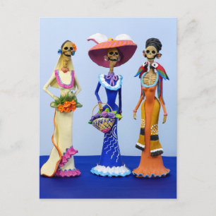 Drei elegante Catrinas Postkarte