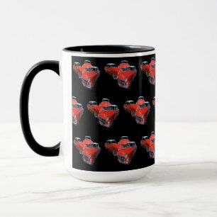 Drei elegante rote und weiße Oldtimer,   Tasse