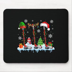 Drei-Elf-Santa-Rentier-Hockey-Ausrüstungen Weihnac Mousepad