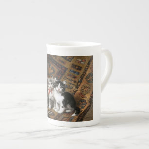 Drei entzückende Kätzchen-Knochen-China-Tasse Porzellantasse