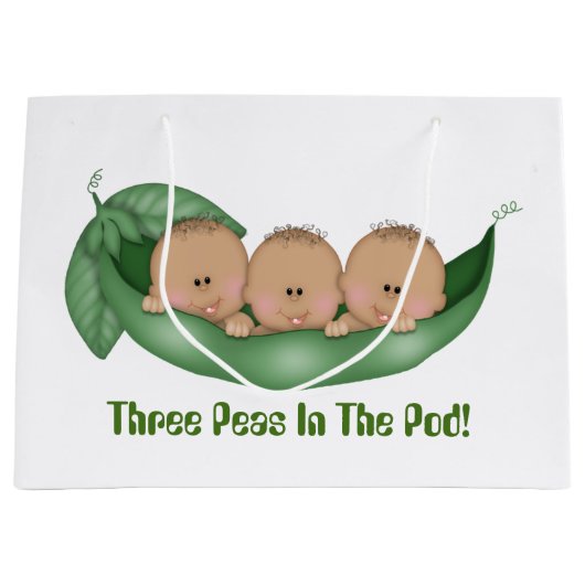 Drei Erbsen in der Babyduschtasche Große Geschenktüte (Vorderseite)