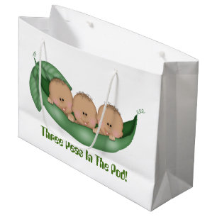 Drei Erbsen in der Babyduschtasche Große Geschenktüte