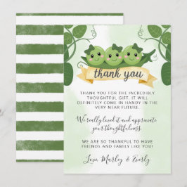 Drei Erbsen in einem Pod Danke Karte Notiz Triplet