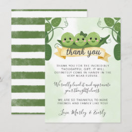 Drei Erbsen in einem Pod Danke Karte Notiz Triplet