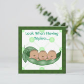 DREI ERBSEN IN EINER HÜLSEN-BABYPARTY-DREIERGRUPPE EINLADUNG (Stehend Vorderseite)