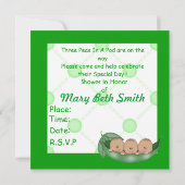 DREI ERBSEN IN EINER HÜLSEN-BABYPARTY-DREIERGRUPPE EINLADUNG (Rückseite)