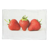 Drei Erdbeeren auf weißem Grund Kissenbezug (Rückseite)