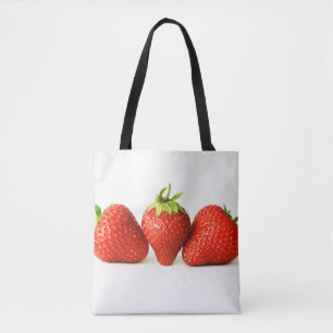 Drei Erdbeeren auf weißem Stamm Tasche