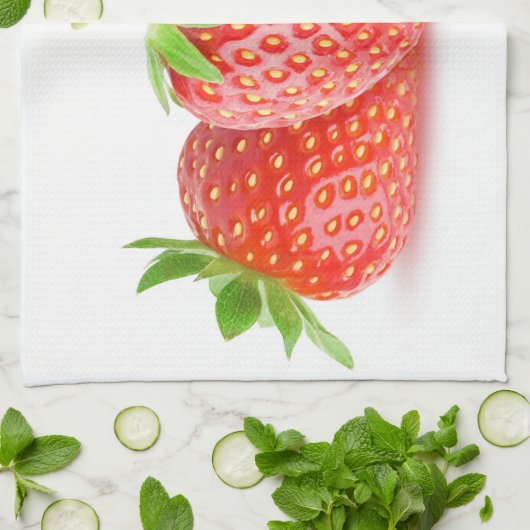 Drei Erdbeeren Geschirrtuch (Gefaltet)