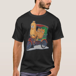 Drei Erdnüsse und ein Rikscha-Grafik T-Shirt