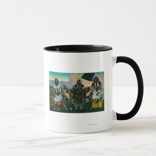 Drei Eskimo Schönheiten und Schlitten-Rentierzucht Tasse (Rechts)