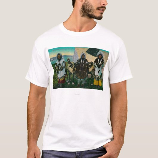 Drei Eskimoschönheiten und Schlitten ReindeerState T-Shirt (Vorderseite)