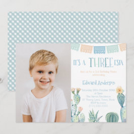 Drei-ESTA 3. Geburtstag Party Fiesta Foto Einladung