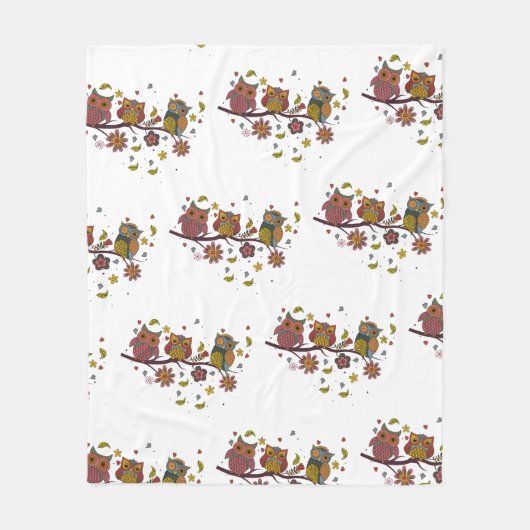 Drei Eule auf Zweig Fleecedecke (Vorderseite)
