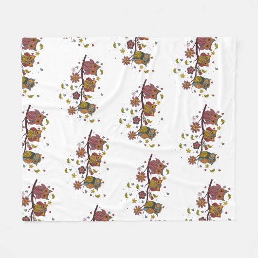 Drei Eule auf Zweig Fleecedecke (Vorderseite (Horizontal))