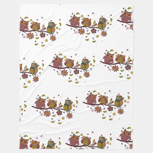Drei Eule auf Zweig Fleecedecke (Vorderseite)