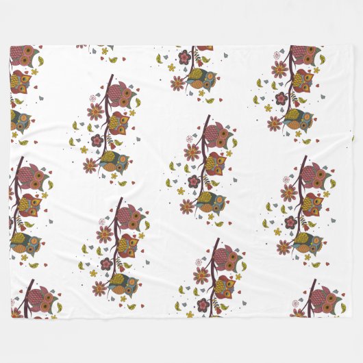 Drei Eule auf Zweig Fleecedecke (Vorderseite (Horizontal))