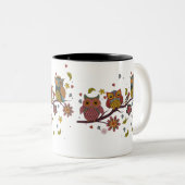Drei Eule auf Zweig Zweifarbige Tasse (VorderseiteRechts)