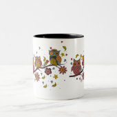 Drei Eule auf Zweig Zweifarbige Tasse (Mittel)