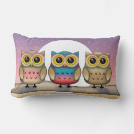 Drei Eule und ein Niedliches Mond-Kissen Lendenkissen