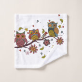 Drei Eulen auf Niederlassung Badhandtuch Set (Waschlappen)