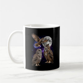 Drei Eulen Mond Galaxy Retro-Grafik Kaffeetasse
