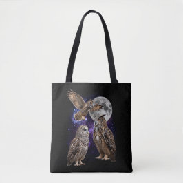 Drei Eulen Mond Galaxy Retro-Grafik Tasche