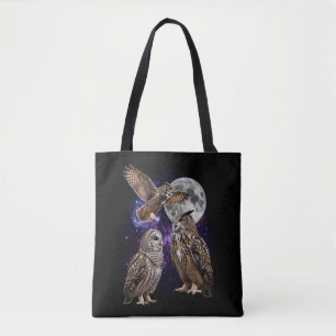 Drei Eulen Mond Galaxy Retro-Grafik Tasche