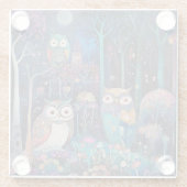 Drei Eulen unter Vollmond Glasuntersetzer (Rückseite)