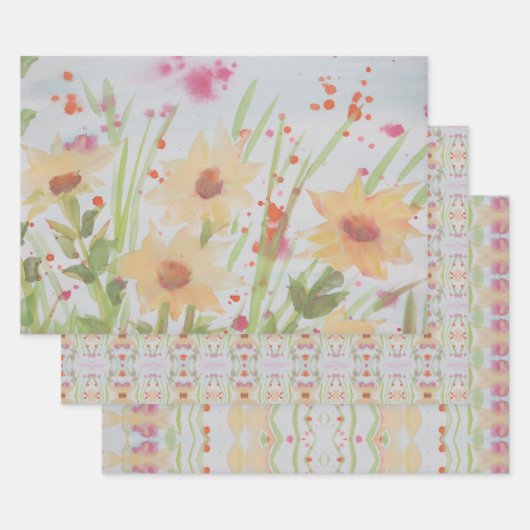 Drei Extravagante Papierfolienblätter Geschenkpapier Set (Set)