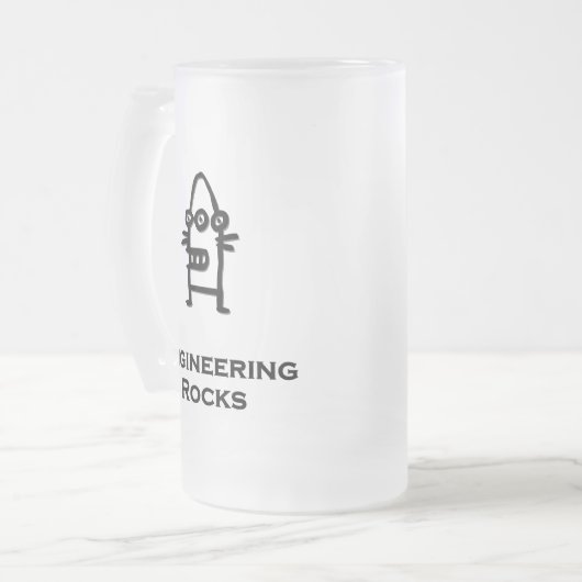 Drei Eye Bot Engineering Rocks Mattglas Bierglas (Vorderseite Links)